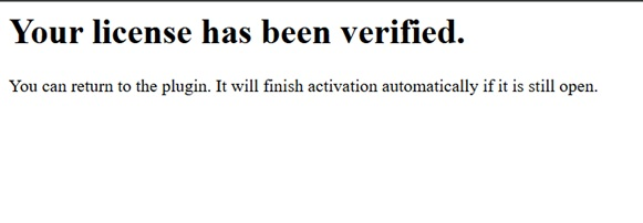 SoundSync serial activation verification success page for a demo product.